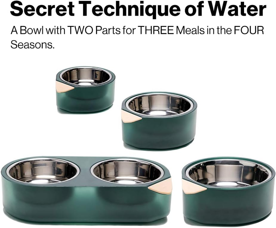 Pidan Cat Bowl Elevated Pet Feeder Raised Food and Water Bowl Stainless Steel Heating and Cooling by Water for Small Medium Large Cats and Dogs(Secret Technique of Water) (Single Bowl-L) image number 6