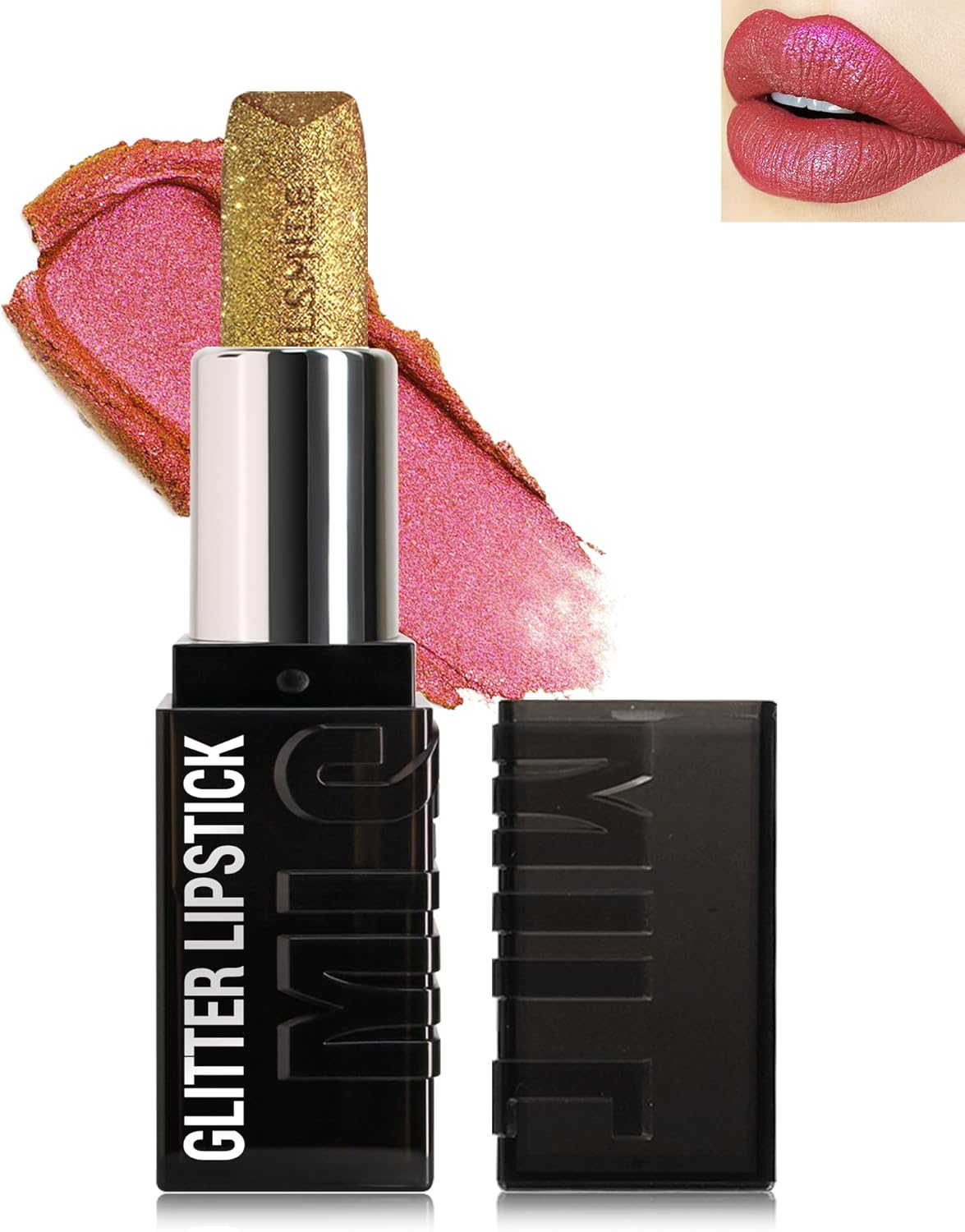 Glitter Lipstick Red, Spark Lipstick, Lipstick Rose, Diamond Lip Gloss Waterproof Durable, Emergency Stick Cup Tinted Lip Balm, Make-Up 24 Hours Hold, Mother'S Day Cosmetic Gift for Women C25 image number 4