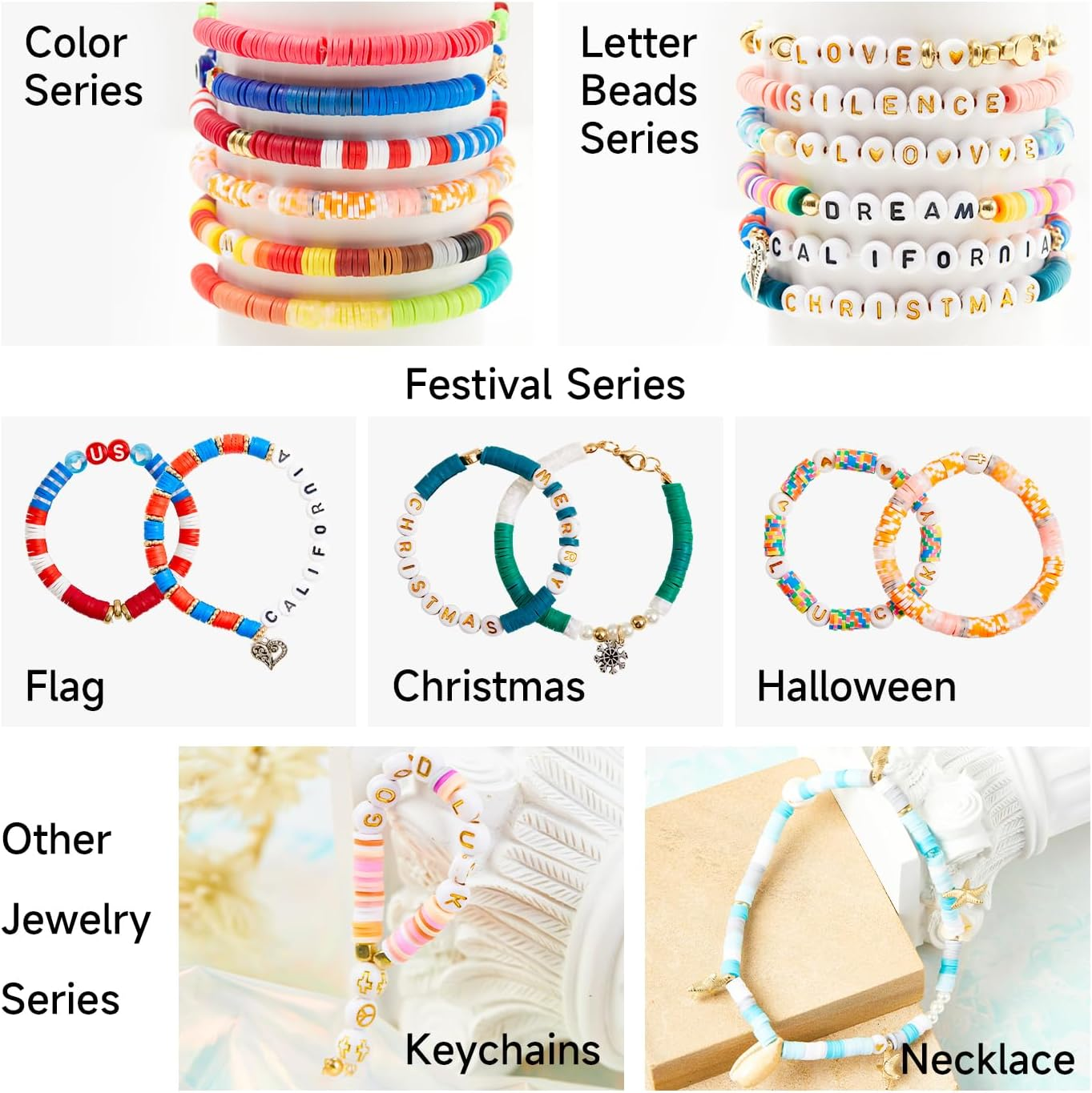 INSCRAFT 11000 Pcs Clay Beads for Bracelet Making Kit, 48 Colors Flat round Polymer Clay Beads, Friendship Bracelet Kit Heishi Beads for DIY Jewelry Making, Crafts for Girls Teen Ages 6-12