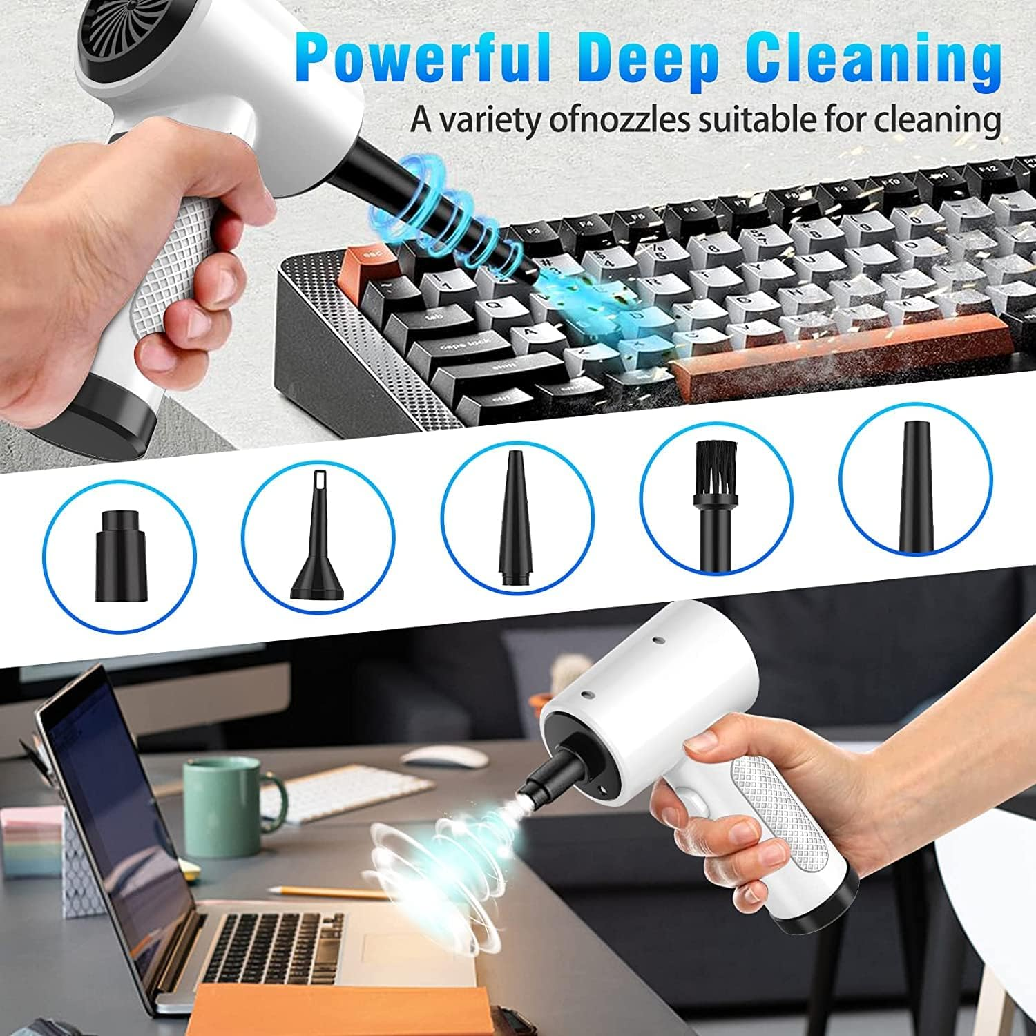 Cordless Compressed Air Duster, 51000RPM, 3 Speed, 6000Mah10W Fast Charging Powerful Keyboard Cleaner with LED Light for Dust Off/Cleaning Computer/Conditioner/Car image number 1