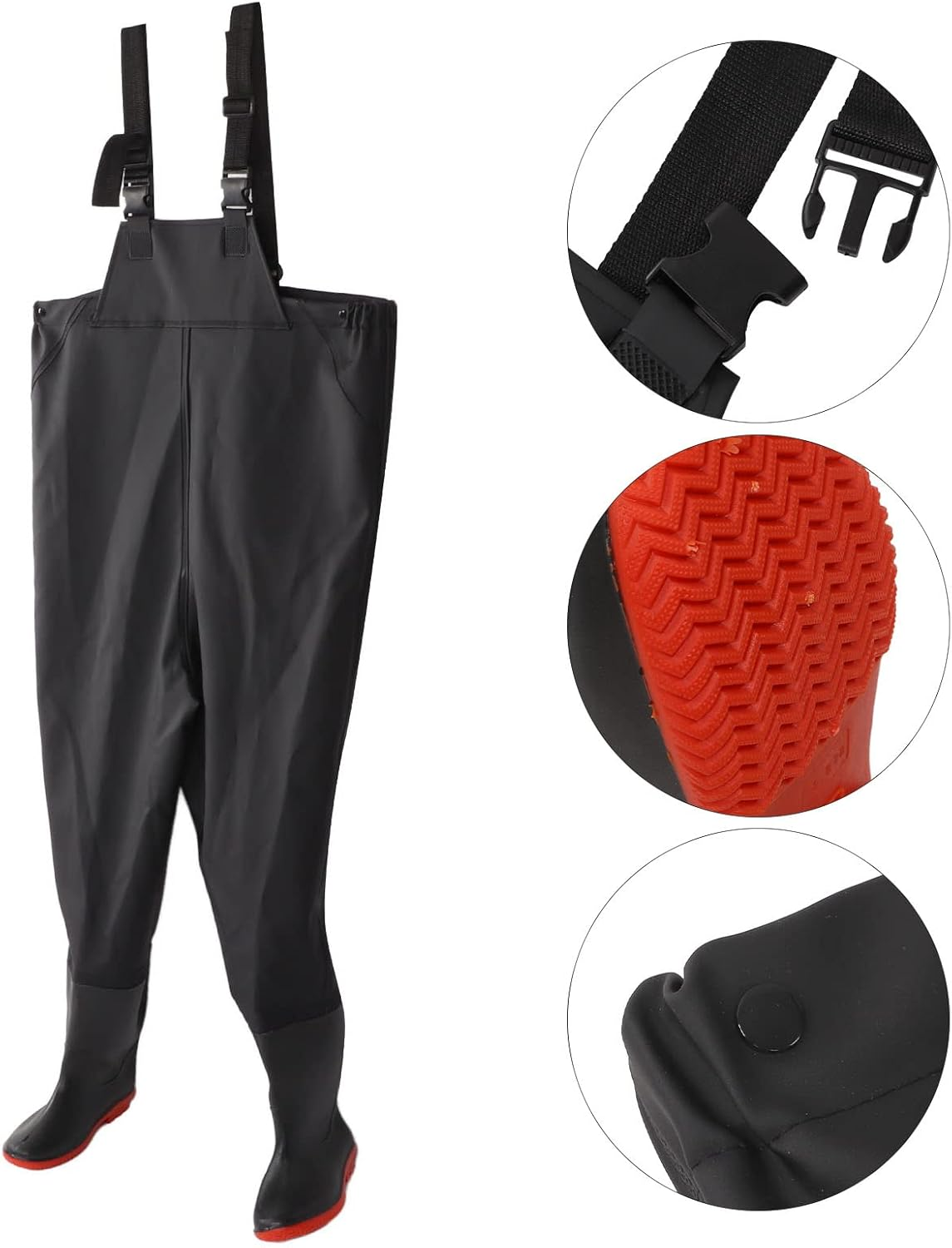 Chest Wading Pants, Soft Absorbent Sealed Stocking Foot Fishing Waders Thick for Outdoor (41 Size) image number 3