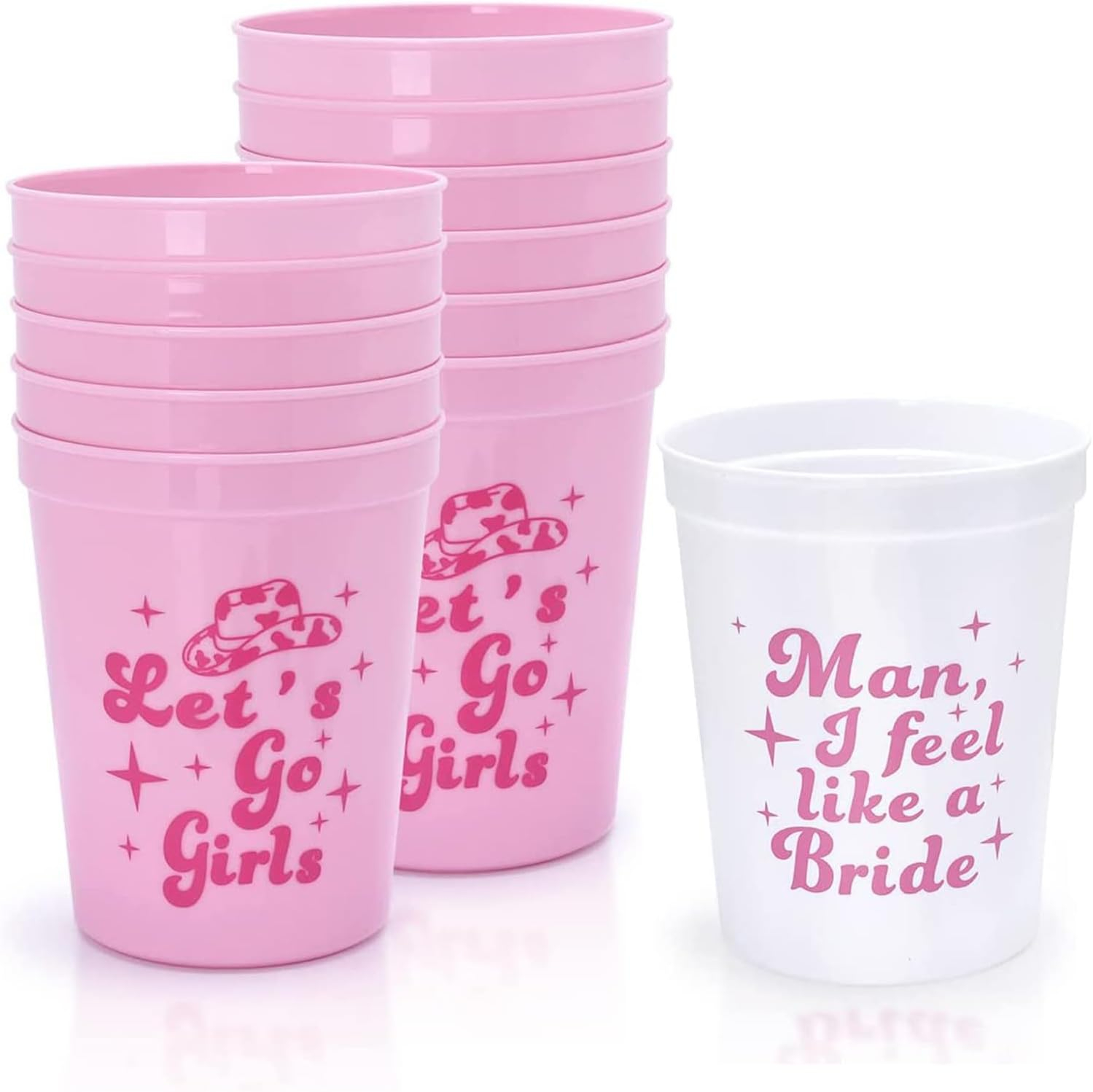 Homiliky 12 Pcs Bachelorette Party Bride Tribe Cups,White Pink Bridal Shower Cups Hen Party Cups,Bachelorette Party Drinking Cups for Engagement Wedding Supplies Hen Party Accessories (Pink) image number 4