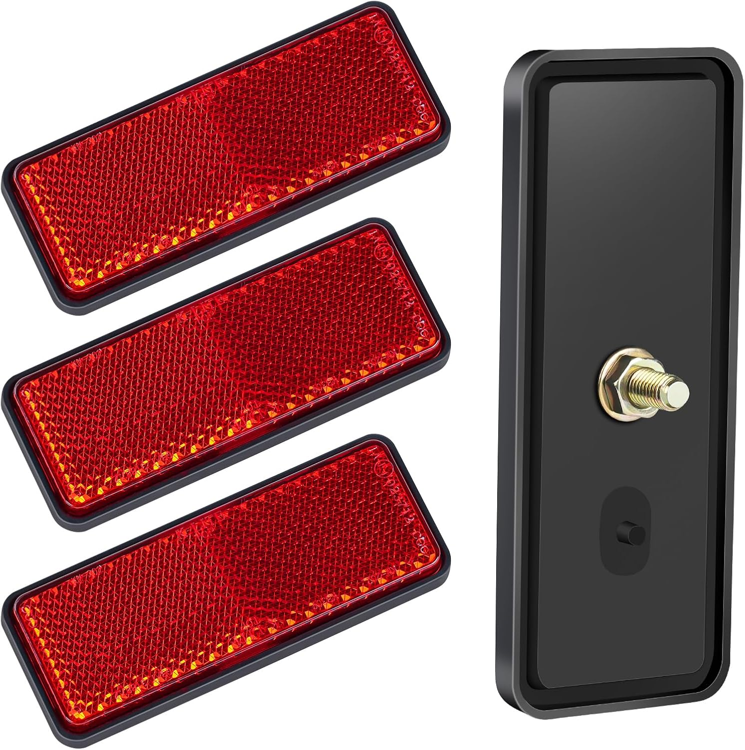 2Pcs Motorcycle Reflectors, Stick-On Rectangular Safety Reflector, Strong Reflective Ability Red Light Reflectors, Red Safety Warning Reflector for Trucks Bicycle Trailers Gate Posts, 13.9Cm