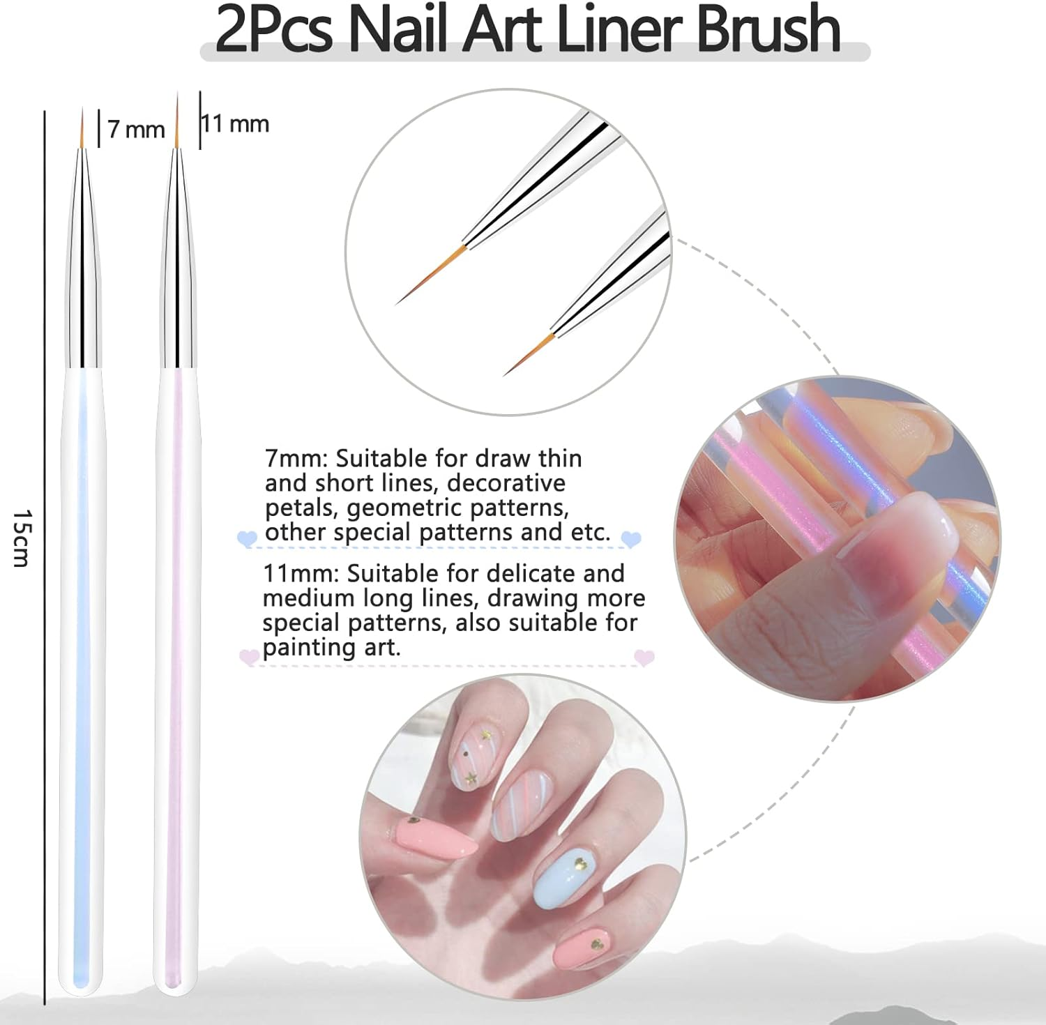 BQAN 5Pc Nail Art Brushes Nail Ombre Brush Nail Design Painting Brushes UV Gel Nail Brush Professional Nail Art Design Brushes Set image number 1