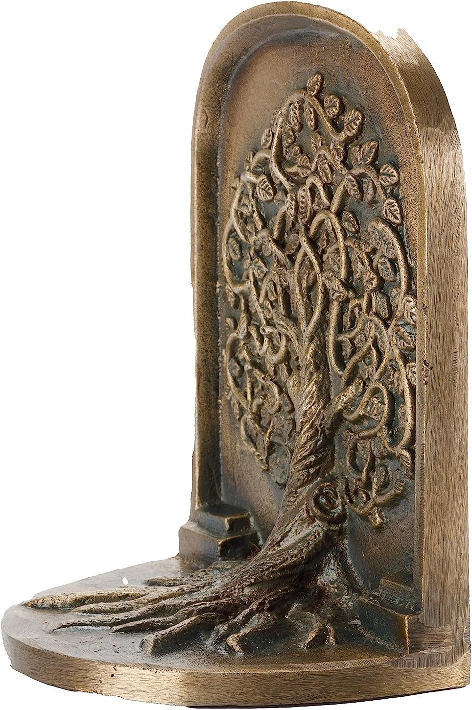 Tree of Life Antique Brass Bookends Set - 2 Decorative Cast Iron Book Ends for Shelves or Bookcase, Stylish Non-Skid Anti-Slip Heavy Home D&eacute;cor Gift image number 5