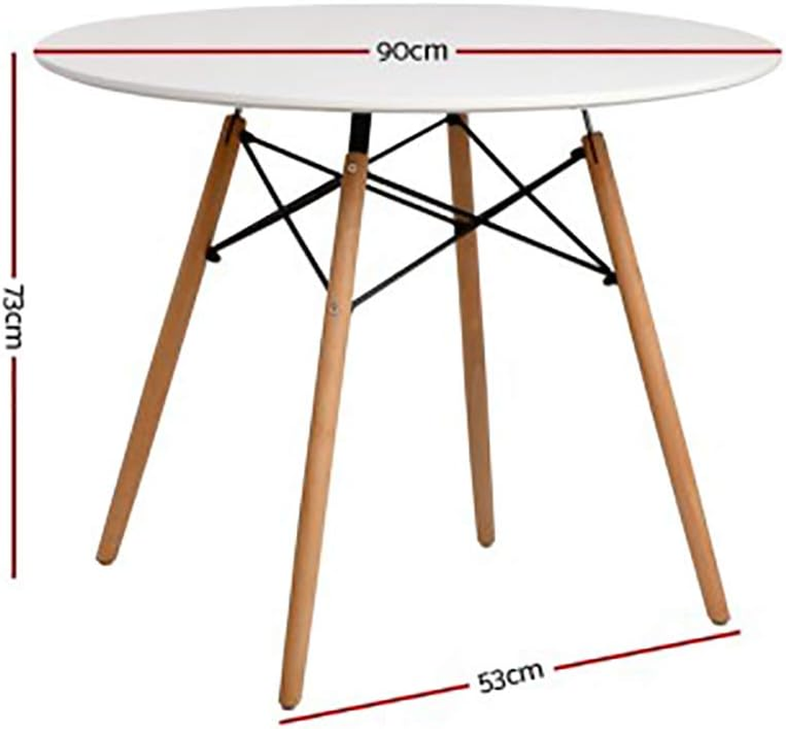 4-Seater round Replica Eames DSW Dining Table Kitchen Timber 90Cm (White) image number 1