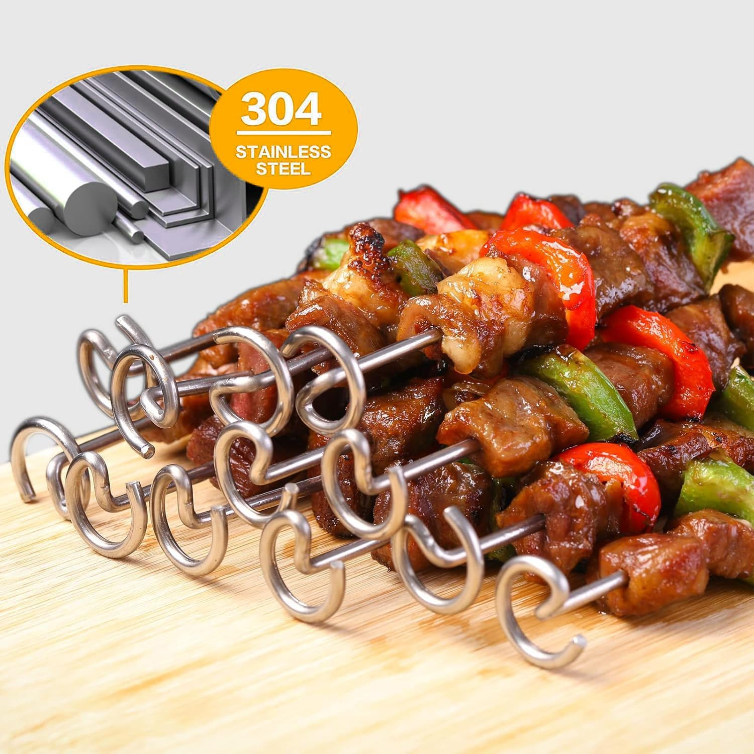 BEANPRECOY Air Fryer Skewer Stand Compatible with Ninja Foodi 6Qt 8Qt Vertical Skewers Holder with Stand Stainless Steel Air Fryer Accessories Grill Easy to Clean for Grilling Home Kitchen Kabobs image number 2