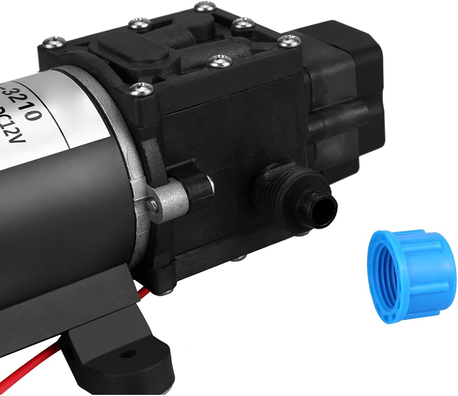 High Pressure Water Pump 100W 160 PSI 8L / Min Flow 12V DC Self Priming Diaphragm Pump for Car Washing RV Marine and Garden Sprayers image number 1