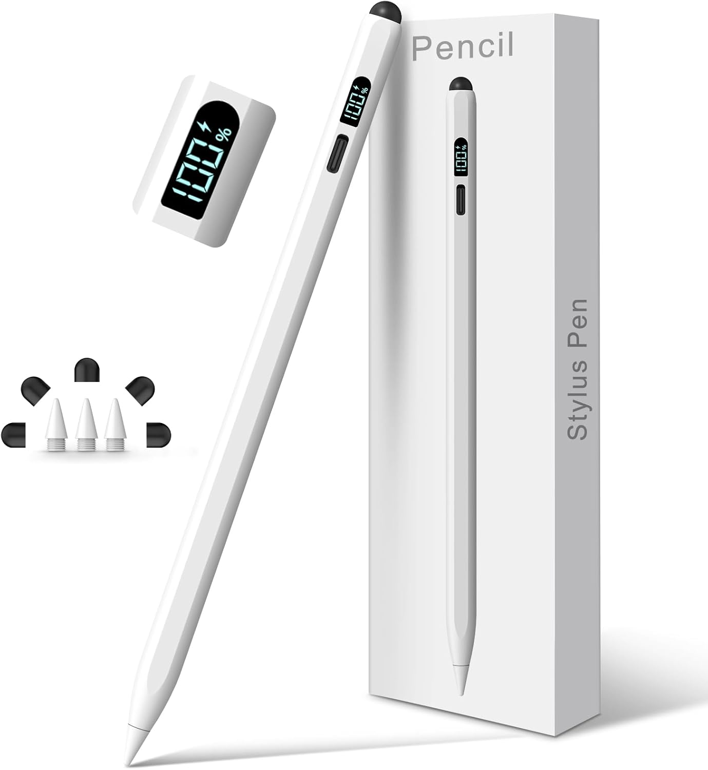 Digiroot Ipad Apple Pencil 2025-2018, LED Power Display Dual-Tip Stylus Pen with 3X Fast Charge, Compatible for Ipad A16 11/10/9/8/7/6, Pro 11"/12.9"/13''/M4, Air M3/M2/5/4/3, Mini 7/6/5 image number 1