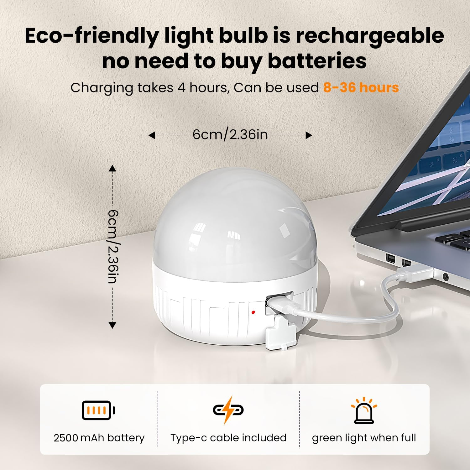 MOKOQI Rechargeable Light Bulbs with Remote Control E27 LED Light Bulb with Dimming and Timer, Magnetic Detachable Bulb for Wall Sconce and Lamp Replace, 2 Pack image number 3