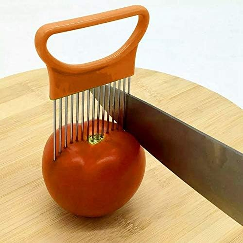 Kitchenware Gadgets Stainless Steel Vegetable Onion Cutter Holder Meat Needle Kitchen Tools (Orange) Kitchenware Gadgets (Color : Orange) image number 4