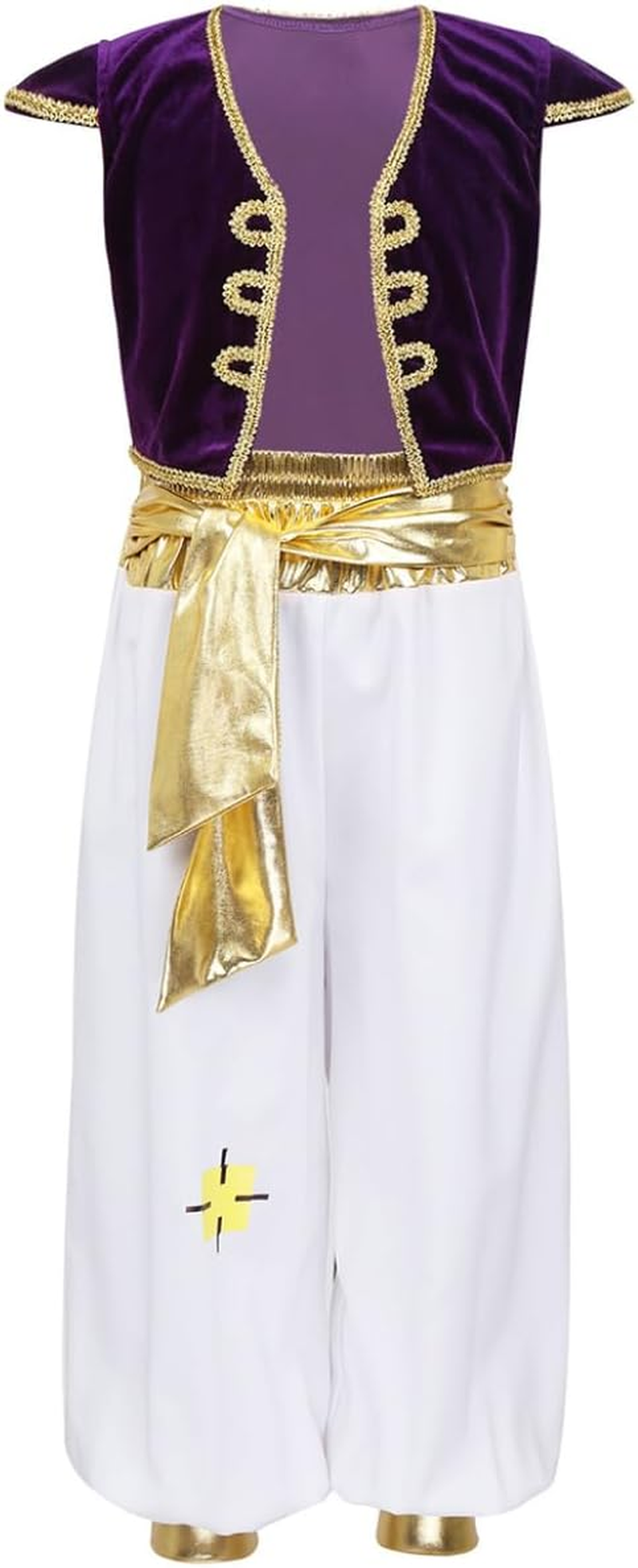 Hansber Kids Boys Arabian Prince Costume Velvet Cap Street Vest with Harem Pants for Halloween image number 4
