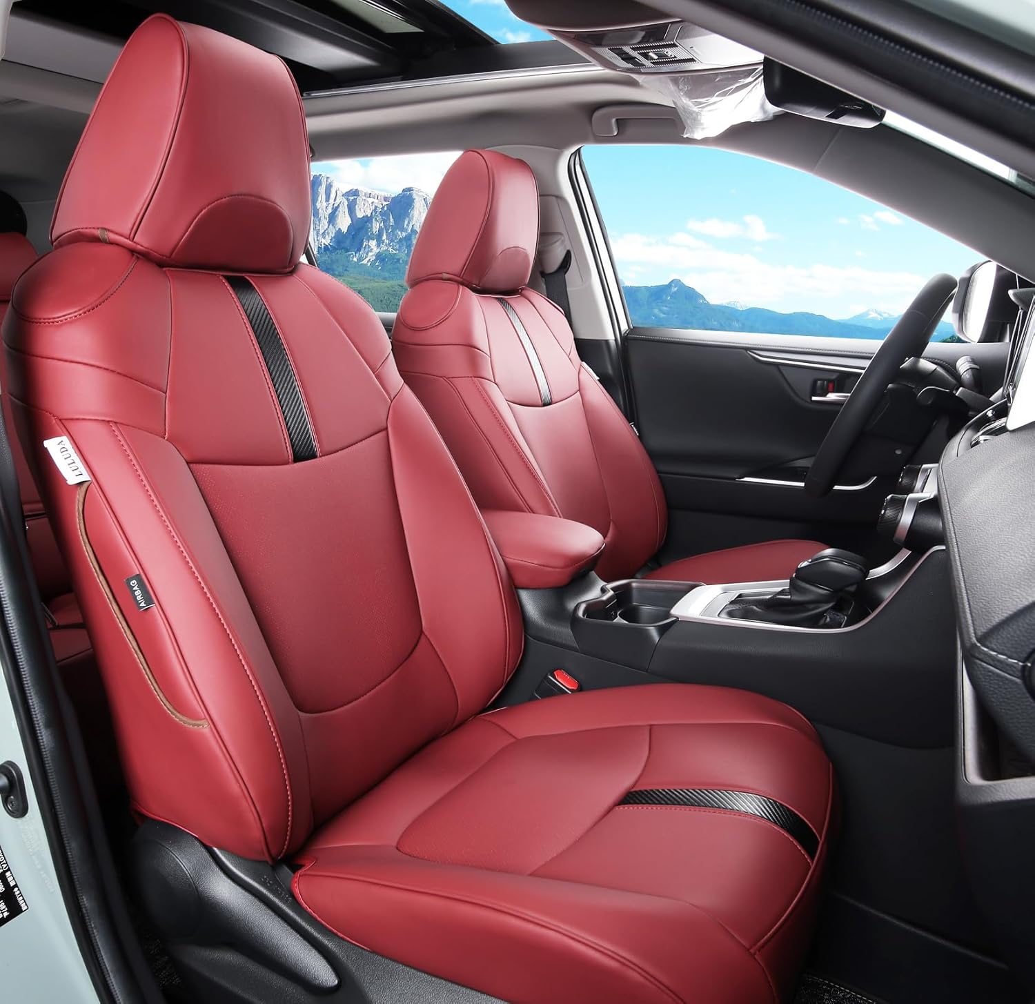 LULUDA Custom Fit RAV4 Seat Covers - Waterproof Faux Leather for Toyota RAV4 2013-2018 (Beige) image number 1