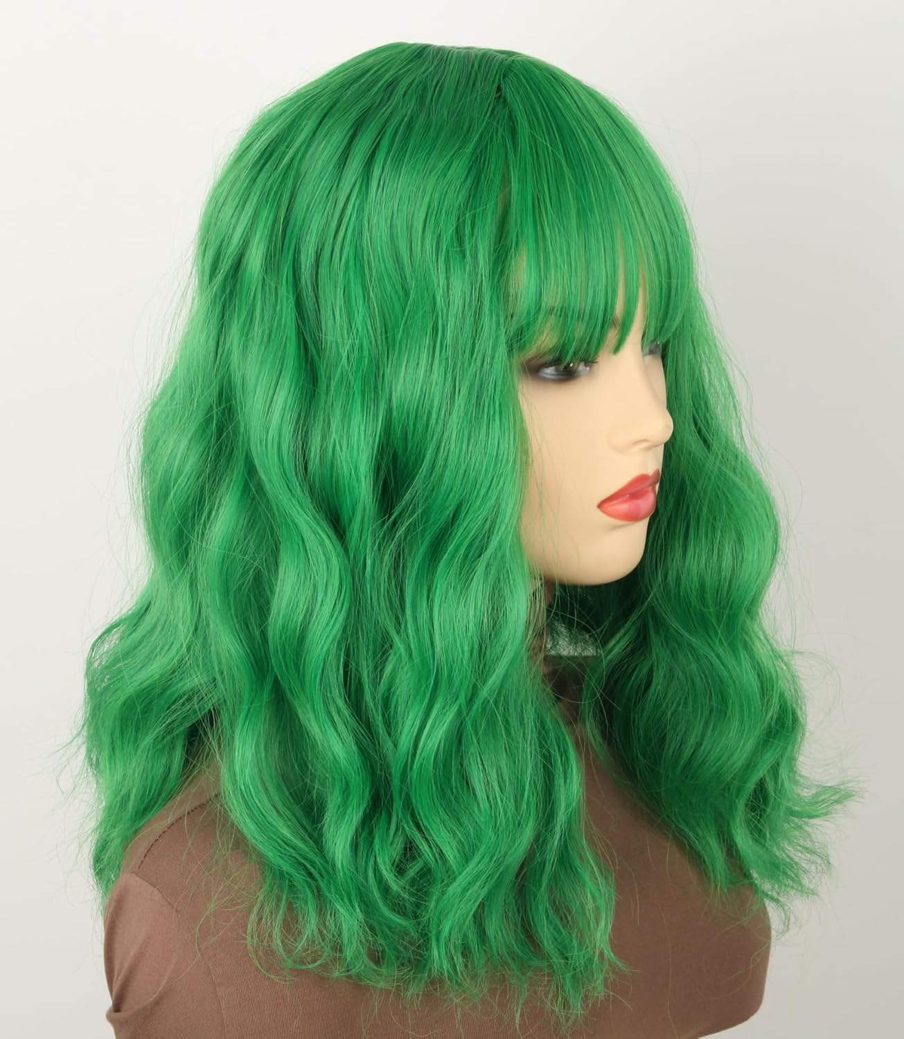 Topcosplay Women'S Wig Half Black and Half Grey Long Wavy Curls Natural Wig for Costume Party Halloween Carnival (Vanilla Green) image number 2