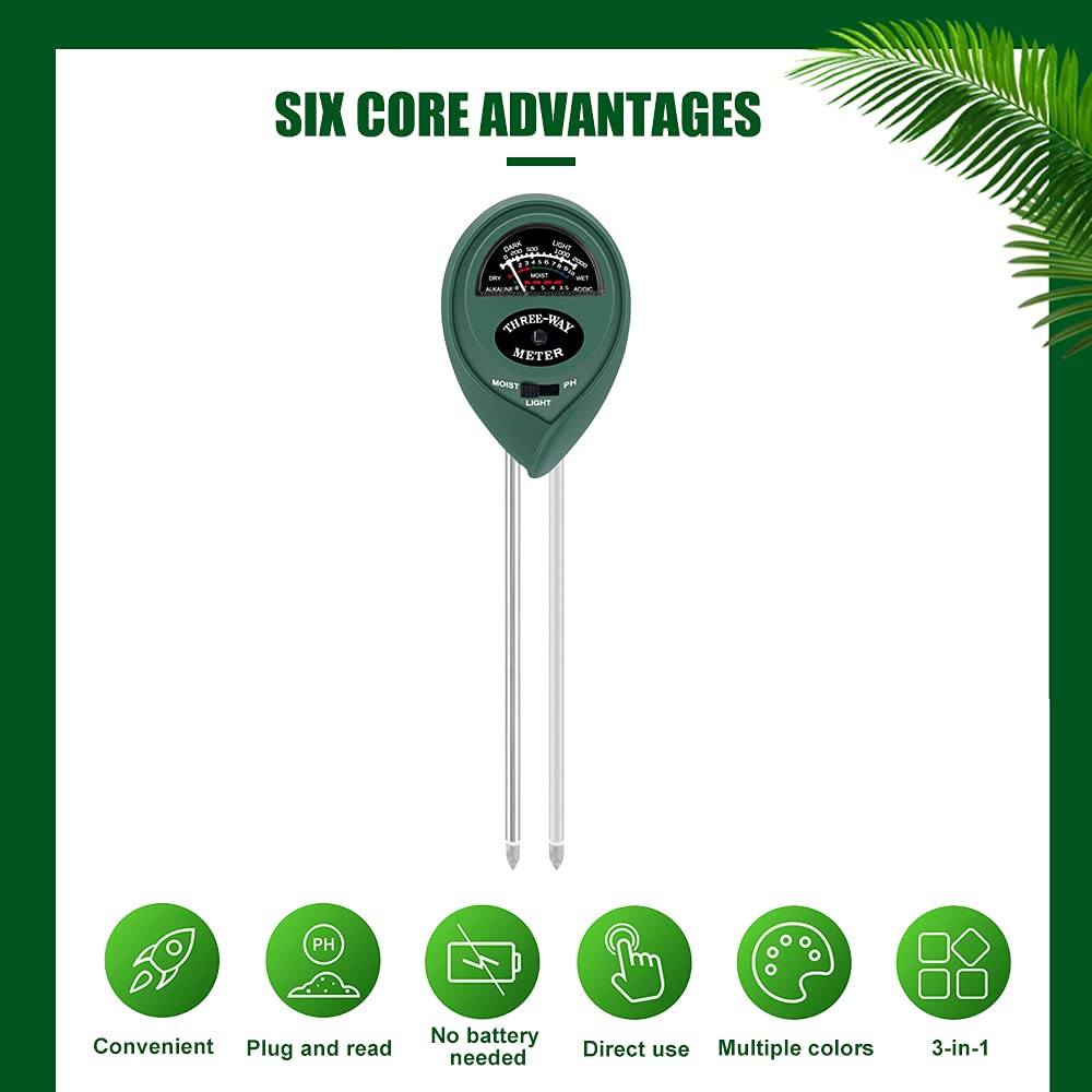 3-In-1 Soil Test Kit PH Meter Light for Garden Farm Lawn Plants Accurate Reading No Electricity Needed Plug and Read image number 1