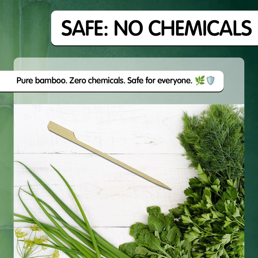 300 Pcs Bamboo Skewers, Wide Flat Paddle Wood Skewer - Teppo Picks for Parties, Appetizers, Marshmallows, Fruits, Grilling Barbecue (BBQ) - by Mobi Lock image number 4