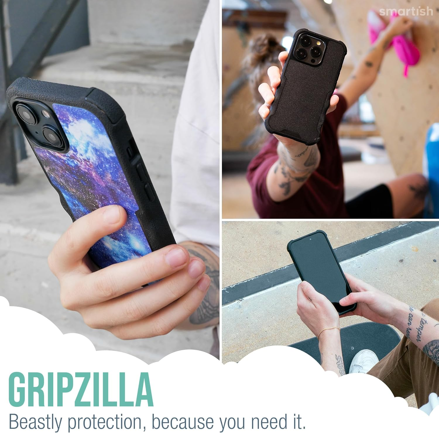 Smartish Iphone 15 Protective Case - Gripzilla Compatible with Magsafe [Rugged + Tough] Heavy Duty Armored Slim Cover with Drop Protection - Black Tie Affair image number 6