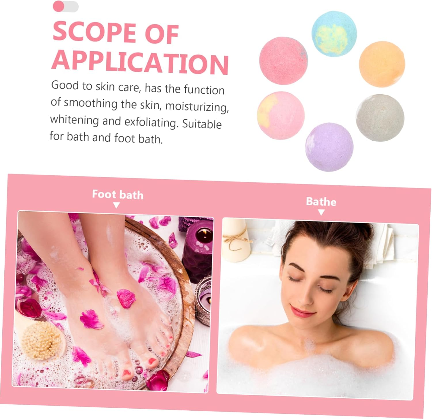 Baluue 6Pcs Essential Oil Bath Multi-Function Foot Soak for Relaxation and Skin Moisturizing Portable Household Spa Accessory Mixed Colors image number 4