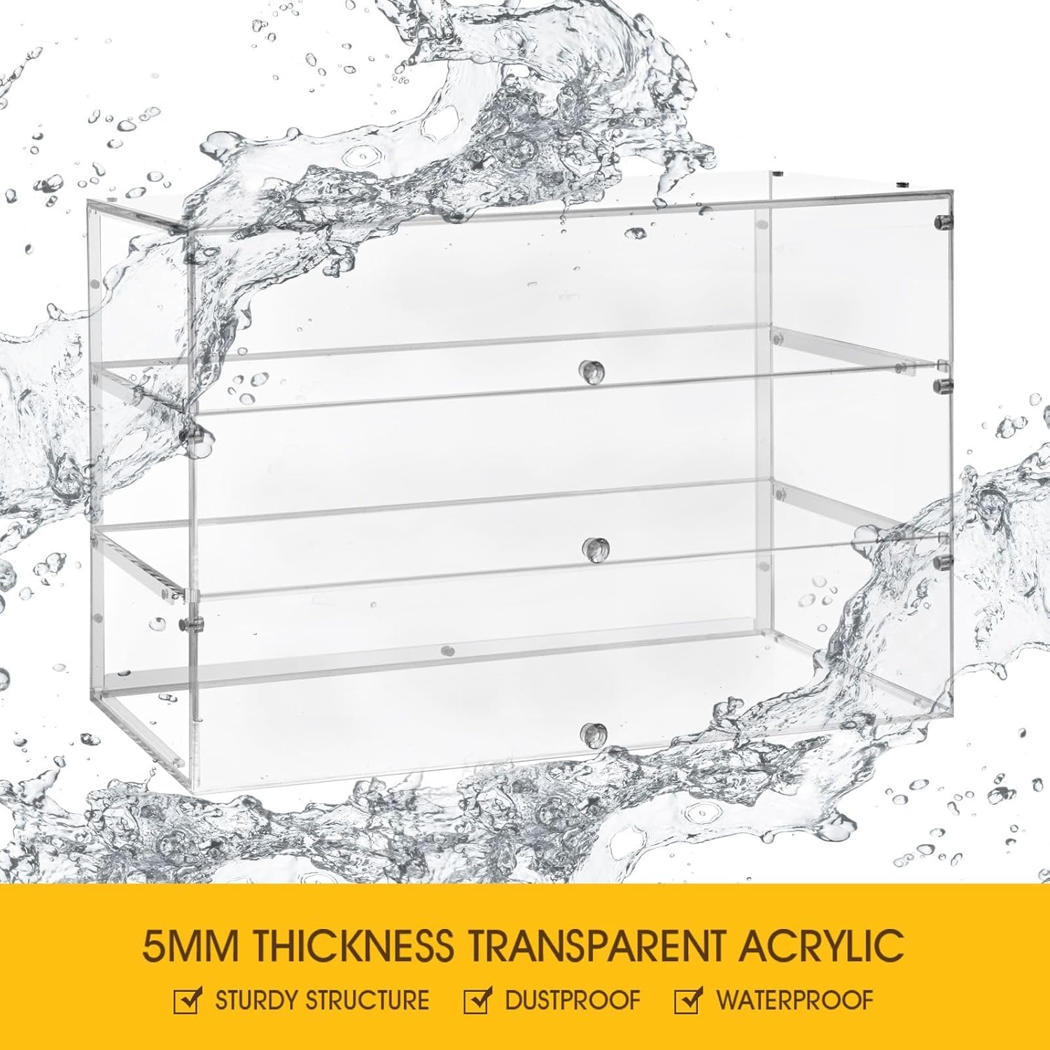 Maxkon Cake Display Cabinet 3 Tier Acrylic Stand Case Unit Holder Bakery Cupcake Muffin Donut Pastry Model Showcase Desktop with Lift-Up Door Transparent image number 6