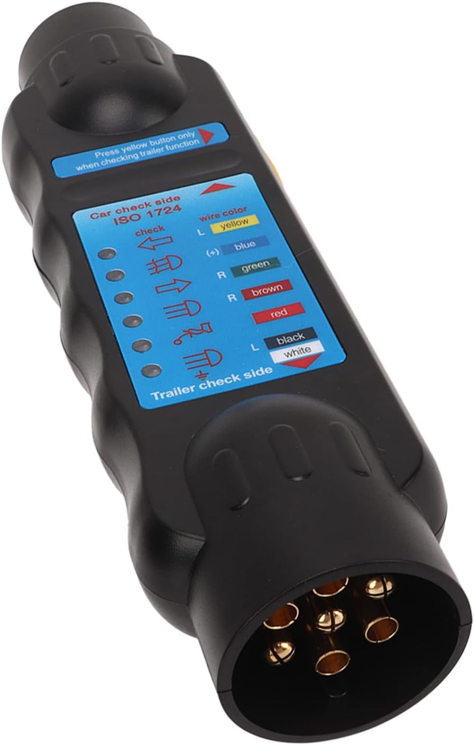 12V 7Pin Trailer Wiring Circuit Tester, ABS and Copper Trailer Wiring Tester, Black Plug Socket Diagnostic Tool for Trailers Horseboxes Carriers image number 5