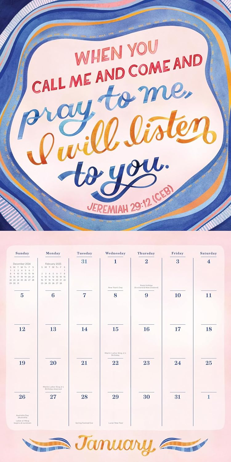 Illustrated Bible Verses Wall Calendar 2025: Timeless Wise Words of the Bible image number 1