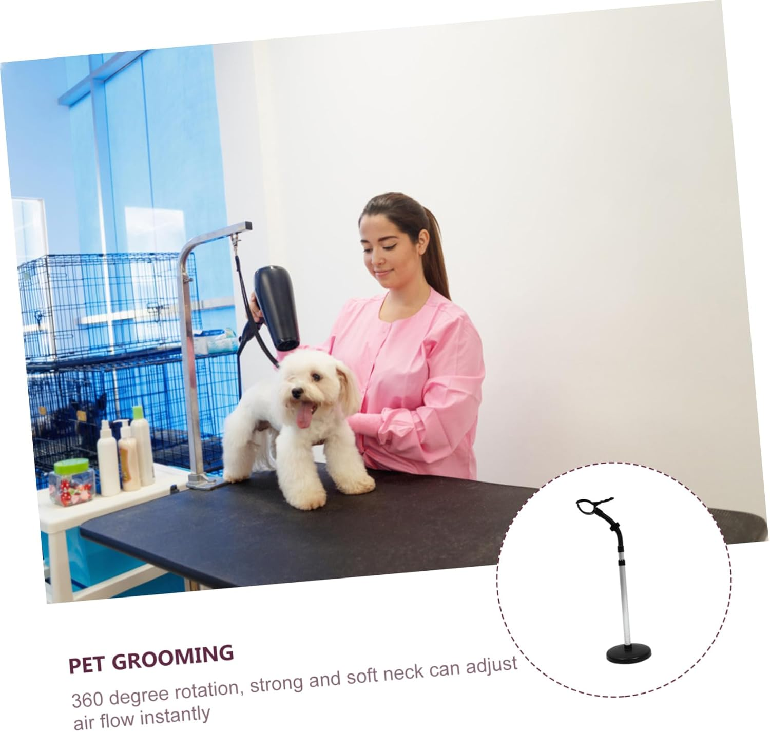 DECHOUS Adjustable Hair Dryer Stand Wall Mount Hair Dryer Bracket Rotating Holder Stand image number 1