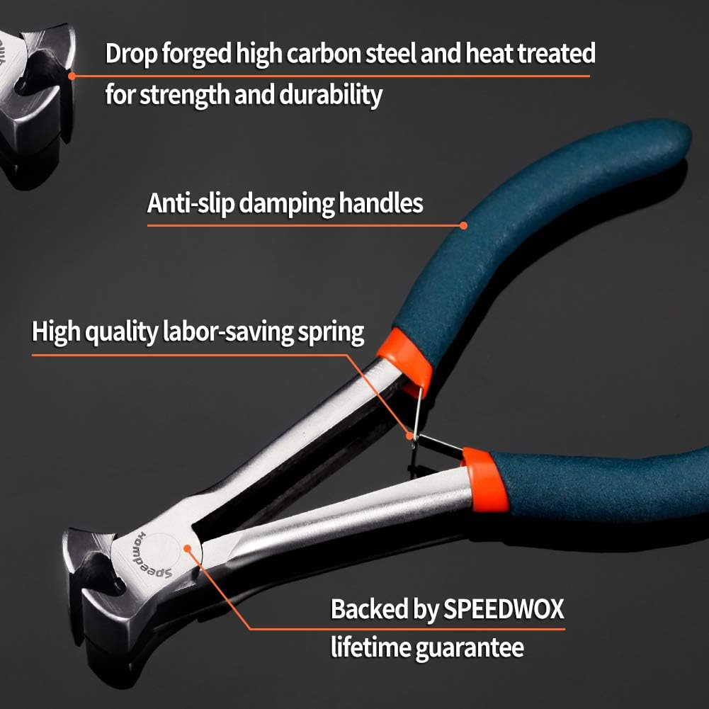 SPEEDWOX End Nippers Long Reach 5-1/2 Inch Mini End Cutting Pliers End Cutters Fine Precision Professional Wire Cutter for Hard to Reach Confined Spaces High Leverage Reduce Efforts Pull Nails Brads image number 2