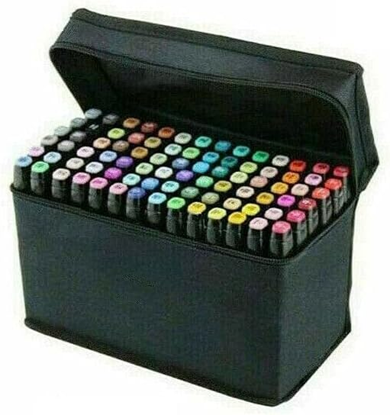 Costcom 80PCS Dual Head Black Marker Pen Set with 80 Colors, Double Markers, Ideal for Sketching, Drawing, Crafting