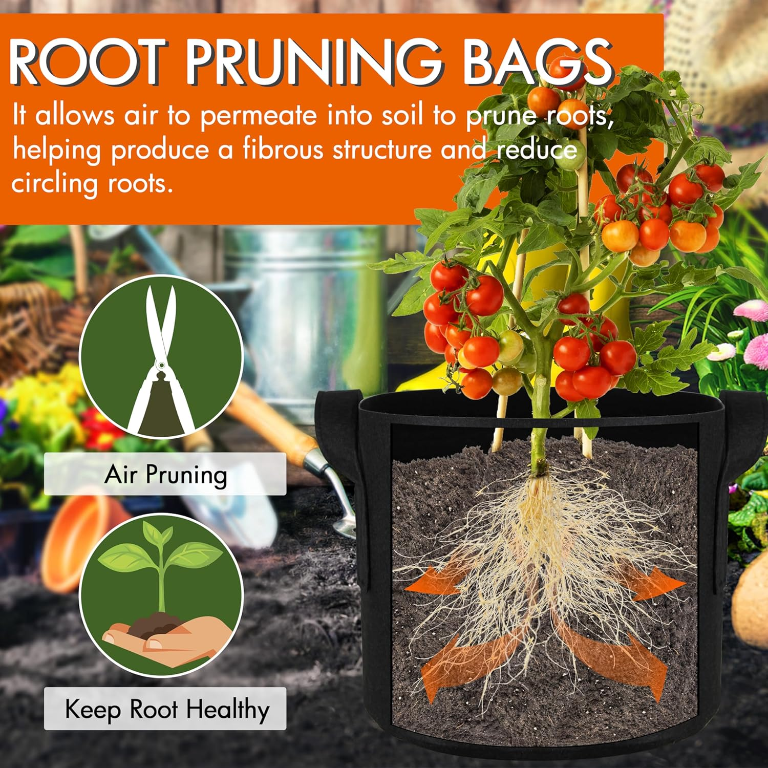 Gardzen 20-Pack 7 Gallon Grow Bags, Aeration Fabric Pots with Handles, Pot for Plants image number 1