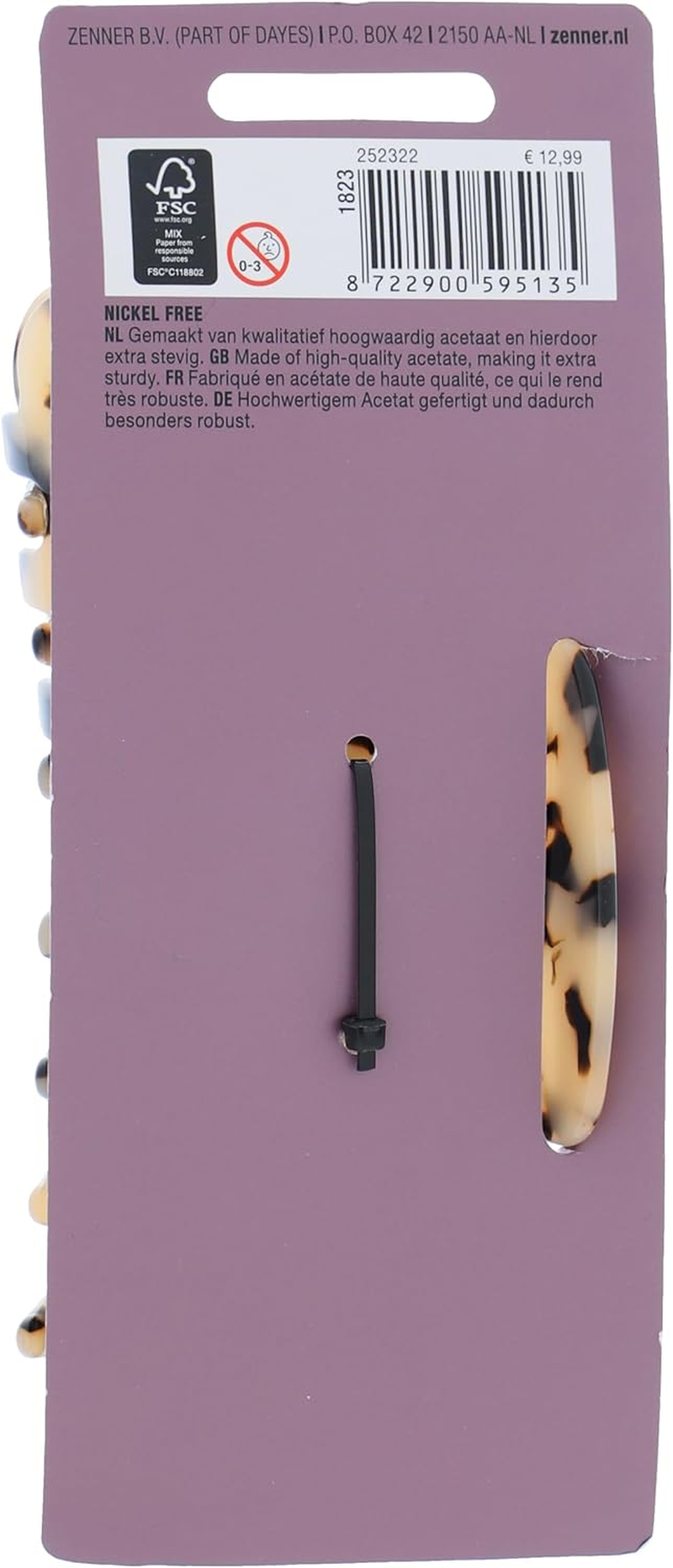 Zenner Deluxe Marble Hair Clip - 14Cm Extra Large Claw Clip for Thick or Long Hair - Curved Shape for Secure, Comfortable Hold - Elegant Marble Design - 1 Piece image number 3