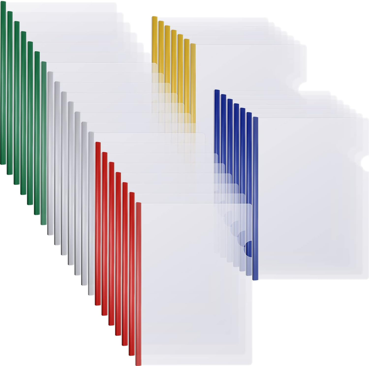 100 Pcs Clear Report Covers with Sliding Bar Clear Presentation Binder Transparent Resume Folder with 5 Colors Slider Bars Plastic Report Folder for File Report Paper Book Resume Letter School Office image number 6