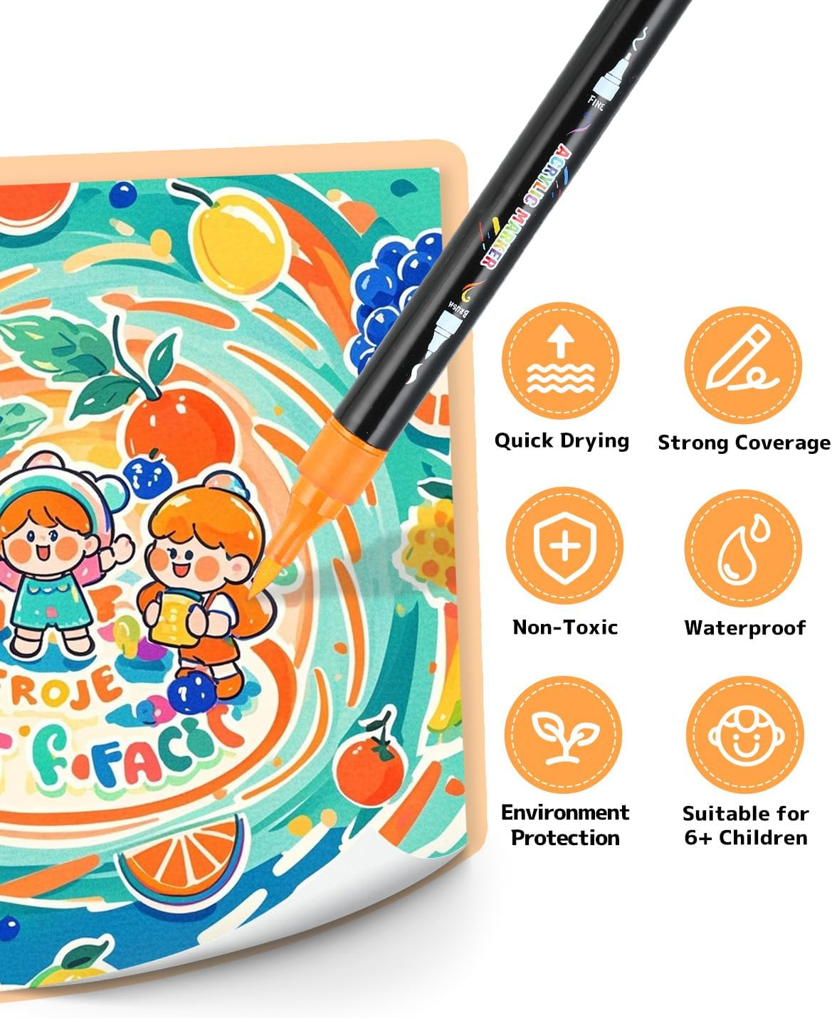 30 Colors Dual Tip Acrylic Paint Pens, Acrylic Paint Markers Set for Rock Painting, Wood, Ceramic, Canvas, Calligraphy,Diy Crafts Art Supplies - 48 Colors image number 4