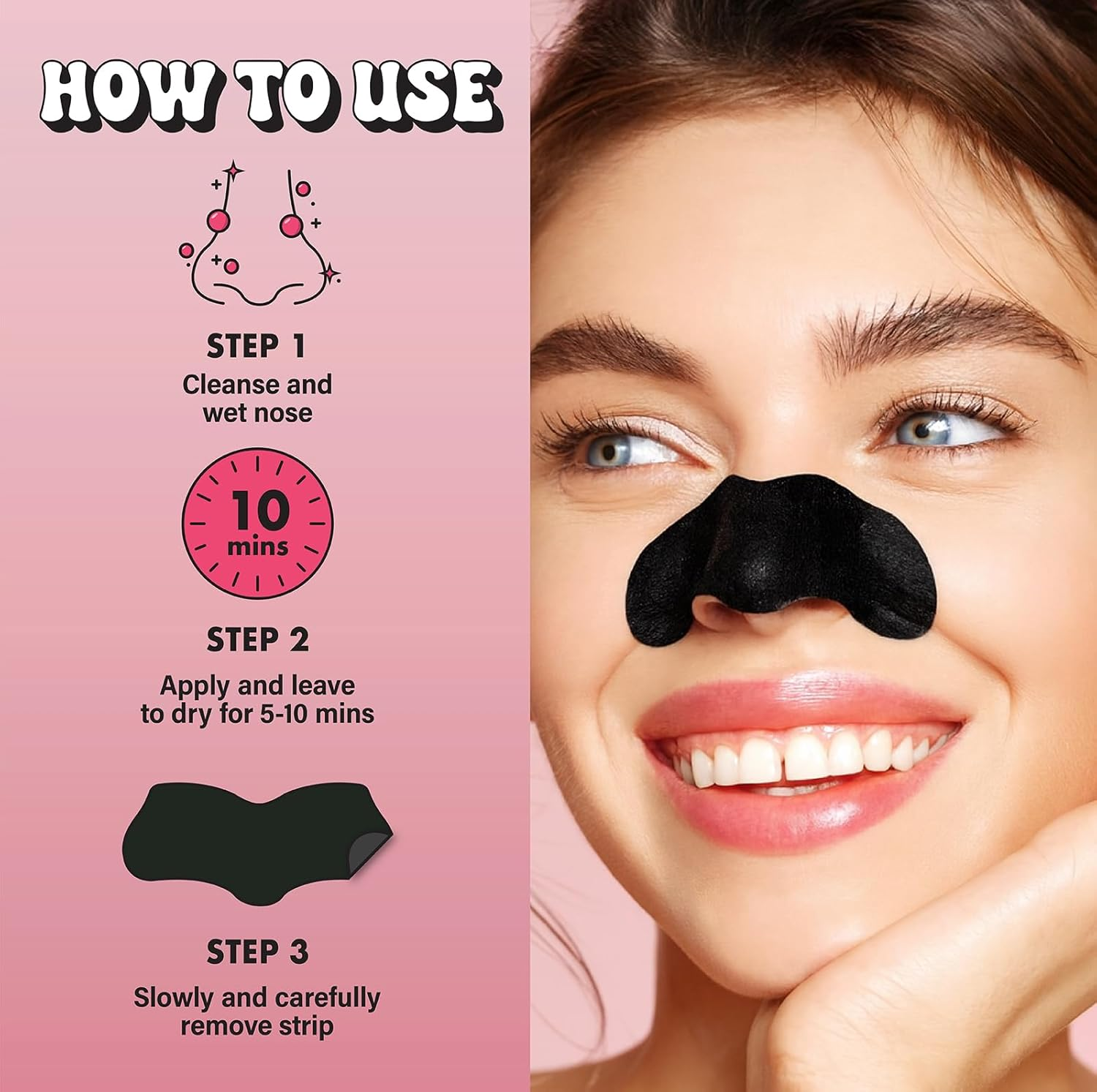 T-Zone Charcoal & Bamboo Nose Strips for Unclogging Pores & Removing Impurities X 12 Nose Strips image number 6