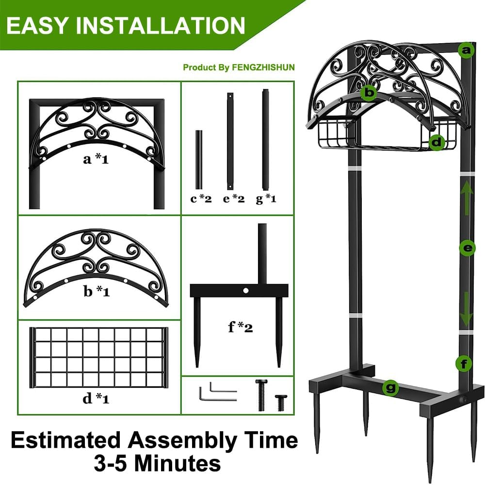 Freestanding Garden Hose Holder Water Pipe Rack - Upgraded Water Heavy Duty Hose Holder Holds Durable Outdoor Water Hose Reel for Lawn/Yard Storage, Black image number 6