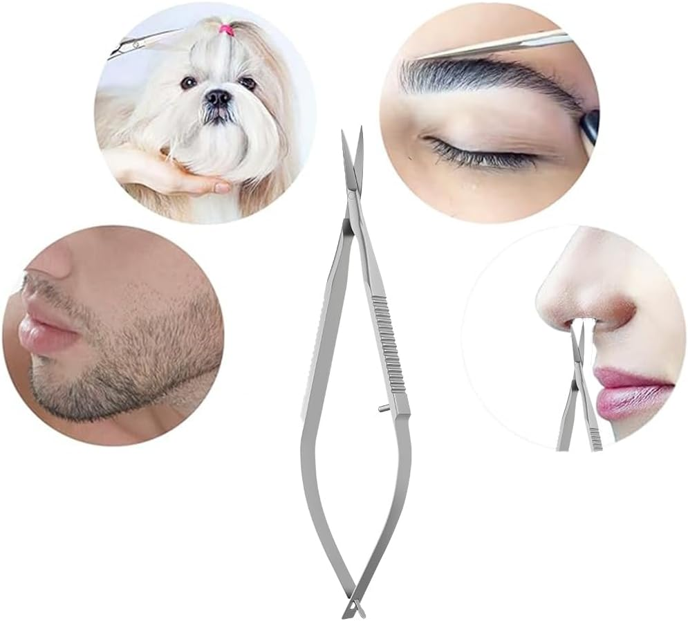Curved Stainless Steel Squeeze Scissors - Grooming, Eyebrow Trimming, Embroidery Spring, Thread Snips - Curved Tip Craft Scissors (Silver) image number 2