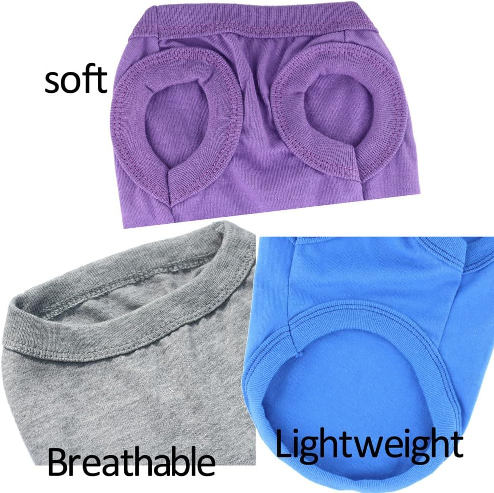 2 Pack Plain Dog Shirts for Small Dogs Girl Blank Pet Clothes Breathable Doggy Outfits for Yorkie Chihuahua Teddy French Bulldog Hot Pink & Puprle (Neck Girth 10.24'') image number 3