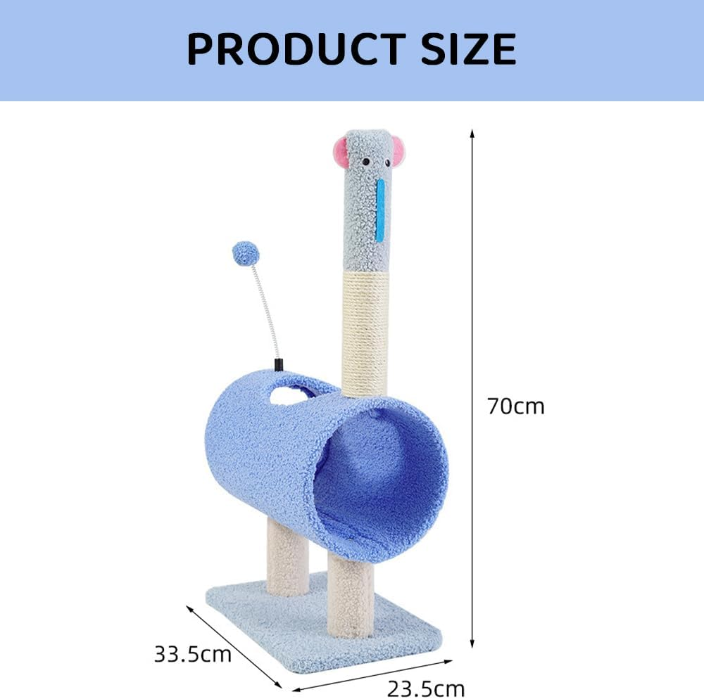 Small Indoor Cat Tree Condo with Sisal Scratching Posts &ndash; Blue Climbing Tower, Hanging Ball, Cozy Bed, Kitty Activity Playhouse for Kittens & Cats
