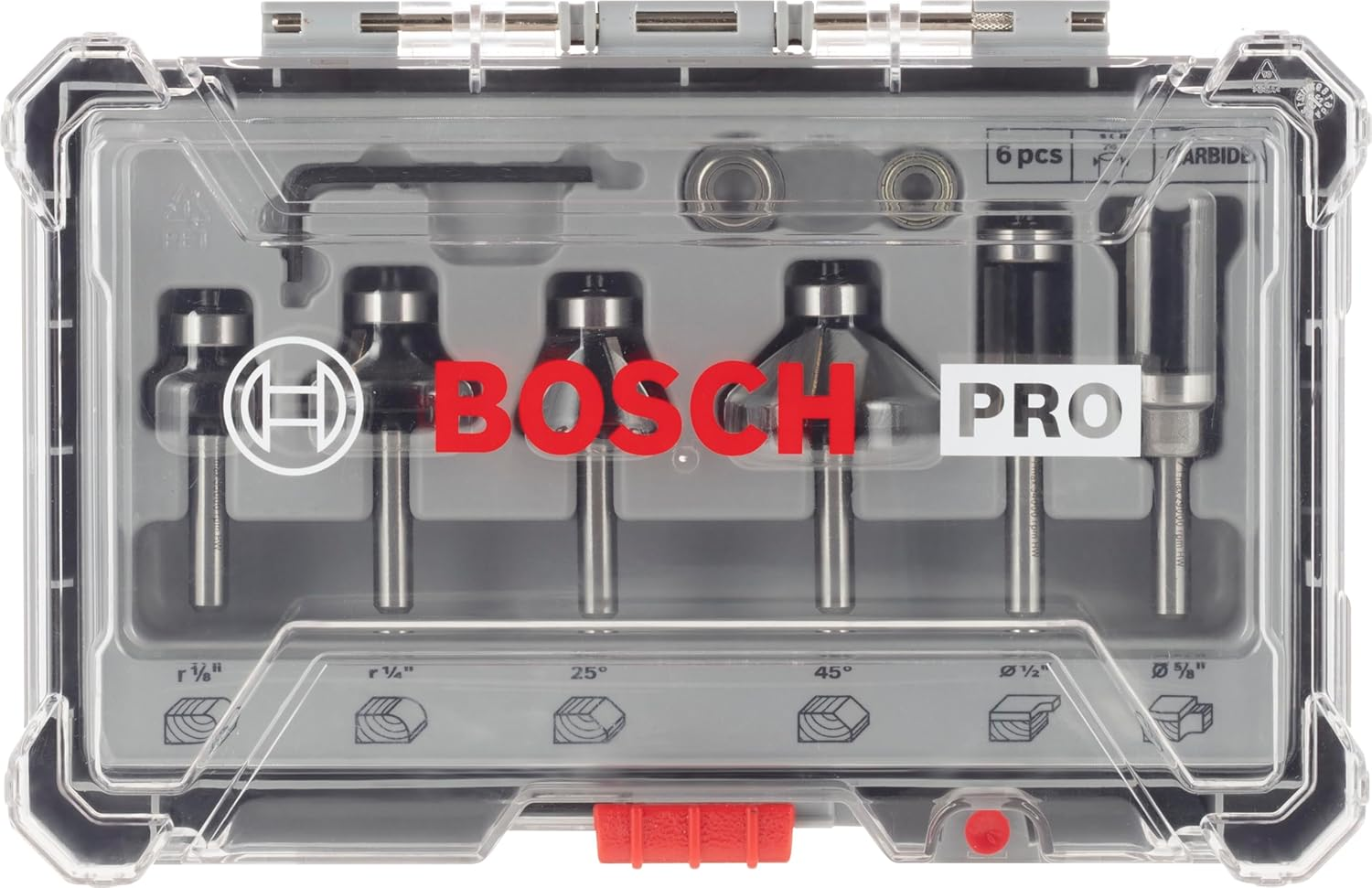 Bosch Professional 2607017470 6-Piece Edge Cutter Set (For Wood, for Router with 1/4" Shank), Colour, Zoll image number 6