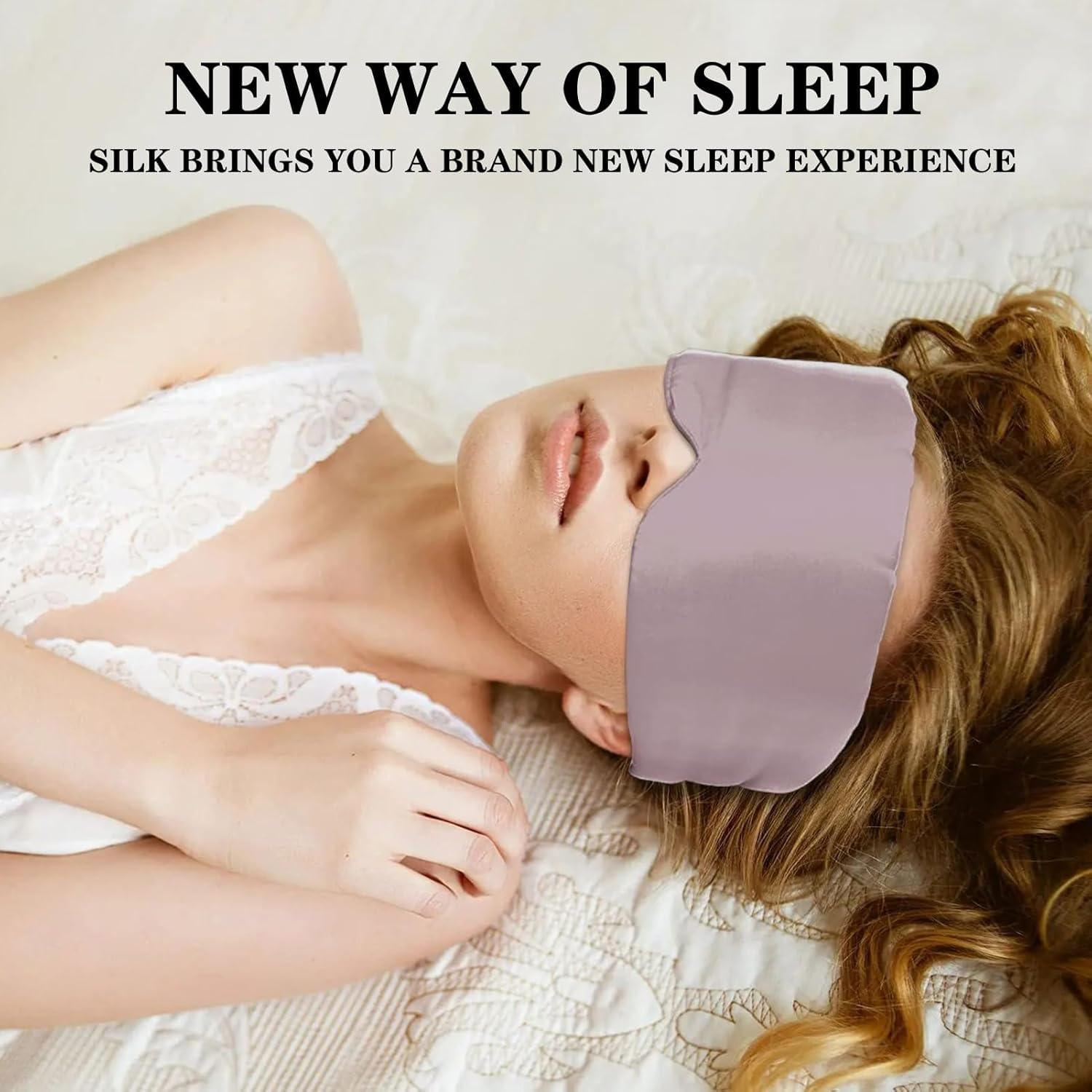 100% Mulberry Silk Sleep Mask for Men and Women with Adjustable Headband Large Full Size Eye Mask for Total Blackout, Ear Protection and Comfort for Travel, Naps, and Insomnia Relief, Pink image number 1