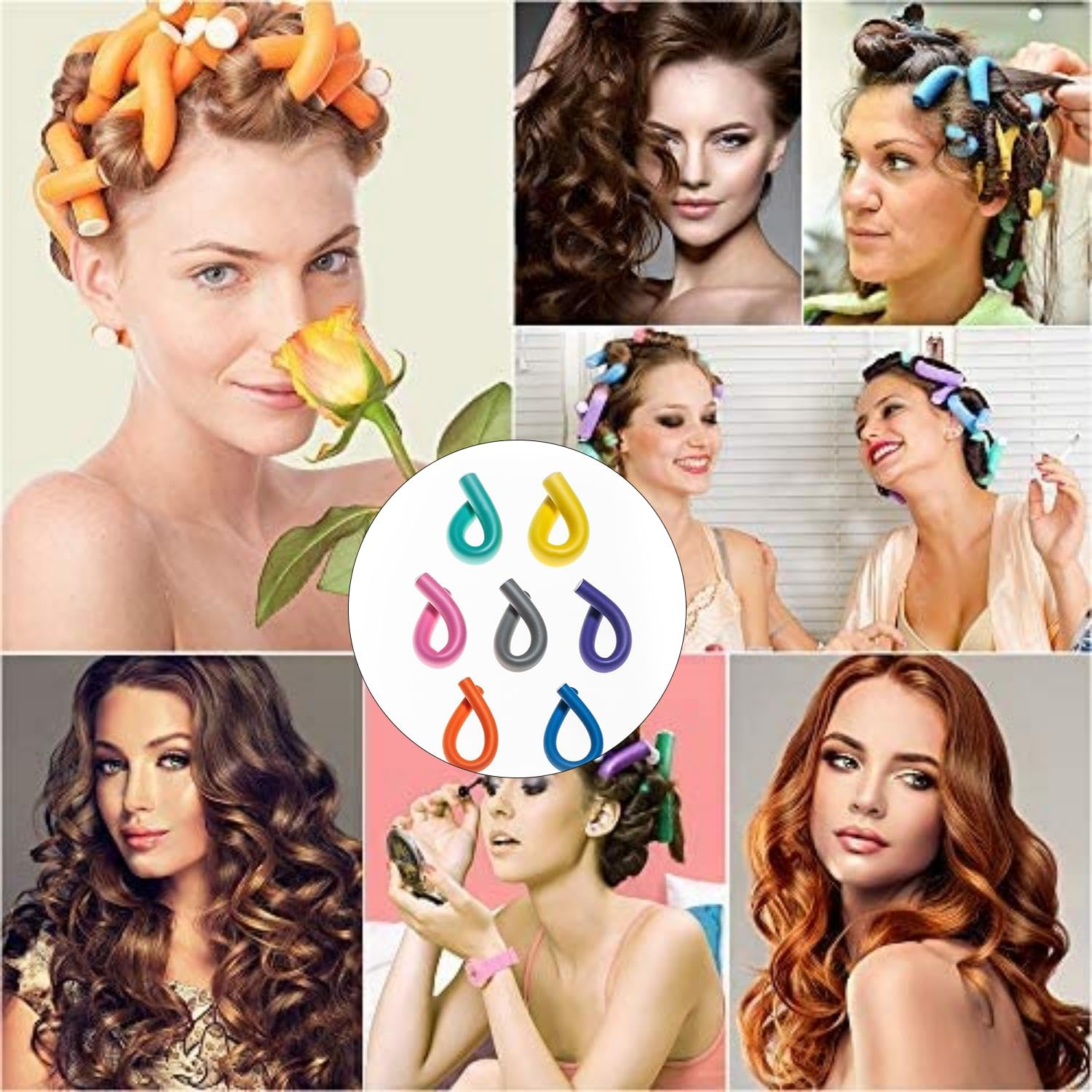 Pack of 42 Large Curls, Hair Curls, Curlers without Heat, Curlers Short Hair, Hair Rollers, Curls DIY Tool, Curly Hair Styling Tool, for Short, Medium, Long Hair image number 6