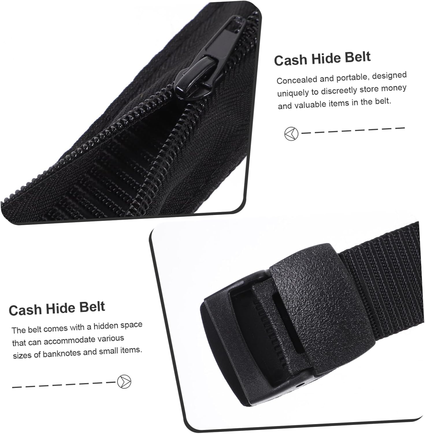 COOLHIYA Hidden Money Belt for Travel Men and Women, Cash Storage Waistband Concealed Compartment, Lightweight and Portable Security Travel Belt image number 3