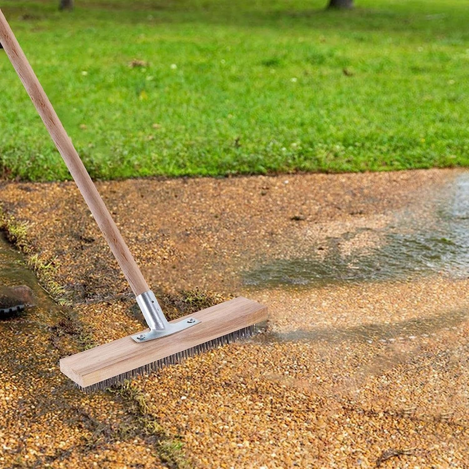 Wire Broom Stainless Steel, Steel Wire Broom 20/30/45Cm for Weeds and Moss - Garden Broom with Hard Bristles for Scrubbing Decks, Driveway, Patio image number 4