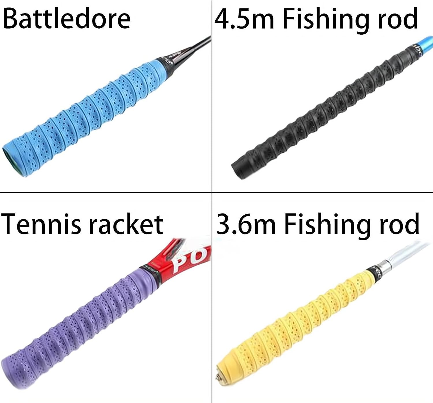 REGODI 12 Pcs Tennis Racket Grip Tapes along with Anti-Slip Pickleball Paddle Grip Bands - Colorful Racquet Replacement Grip Tapes for Tennis, Badminton and Pingpong image number 6