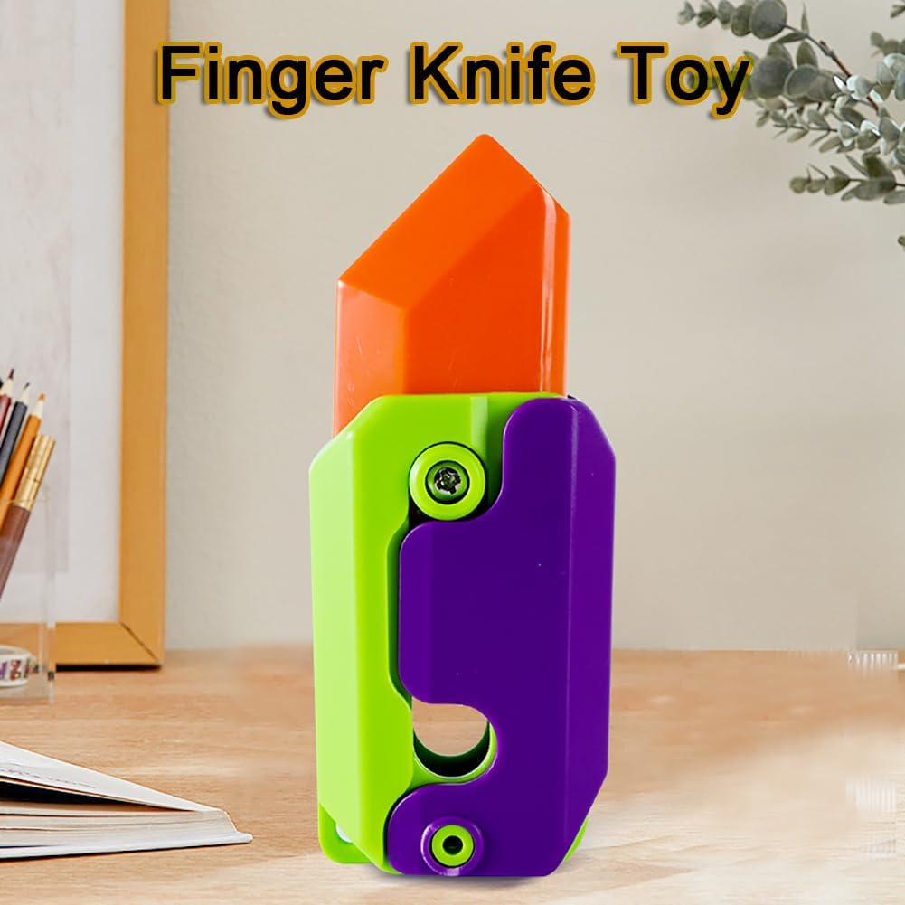 Dreamplay Fidget Toy Gun Set, 2Pcs 3D Plastic Mini 1911 Fidget Gun Knife Toy Adults Slider, Gravity Gun Toy Nice Gifts for Kids Adults Suitable for Relieving ADHD, Anxiety (Red Luminous)