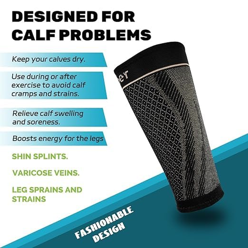 Calf Compression Sleeve Men Footless Compression Socks Women for Shin Splint Varicose Vein Football Running (Black, XL) image number 3