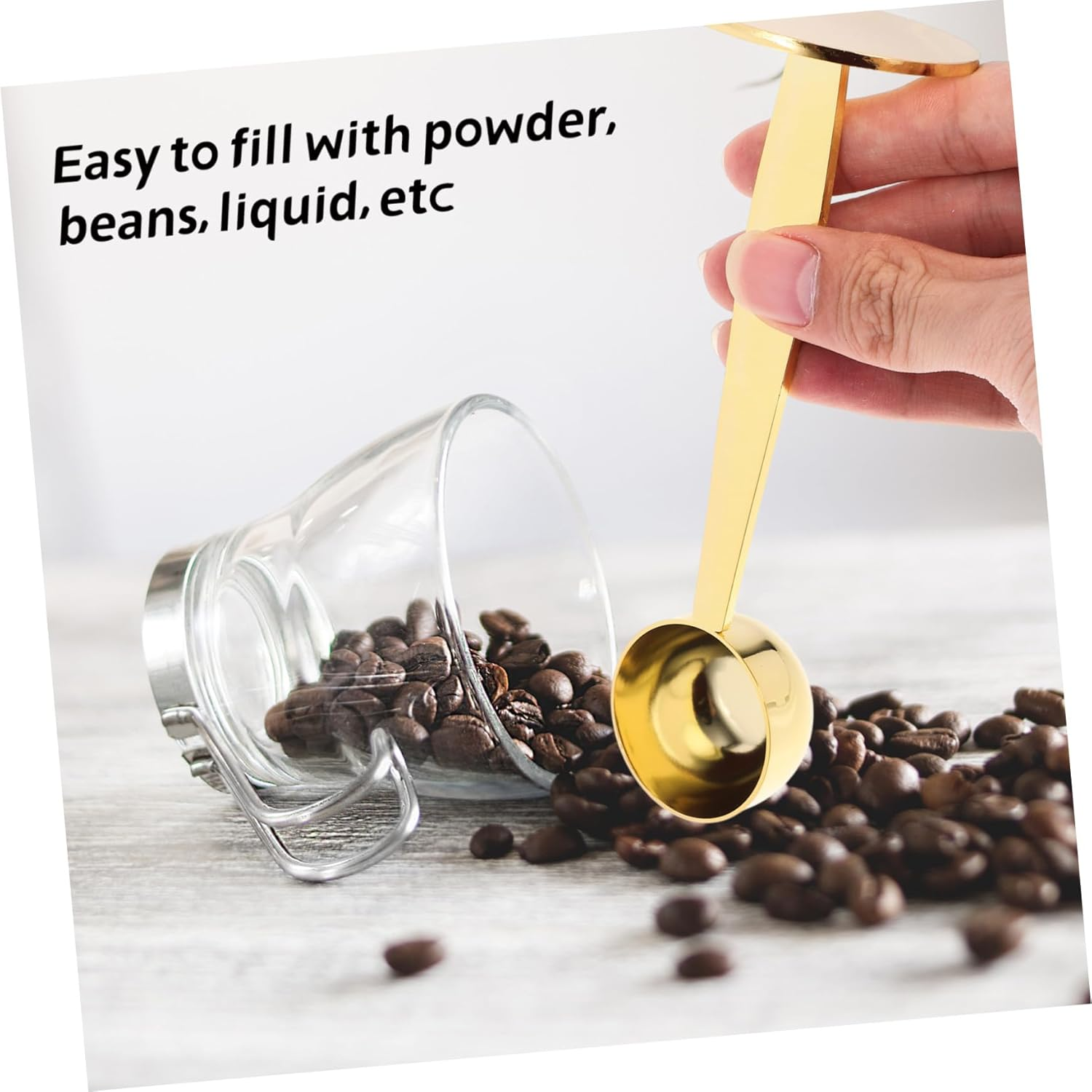 TOYANDONA Espresso Coffee Measuring Spoon Stainless Steel Dual-Headed Powder Scoop Pressed Bottom for Coffee Beans Milk Powder Loose Tea Home Measuring Tool image number 2
