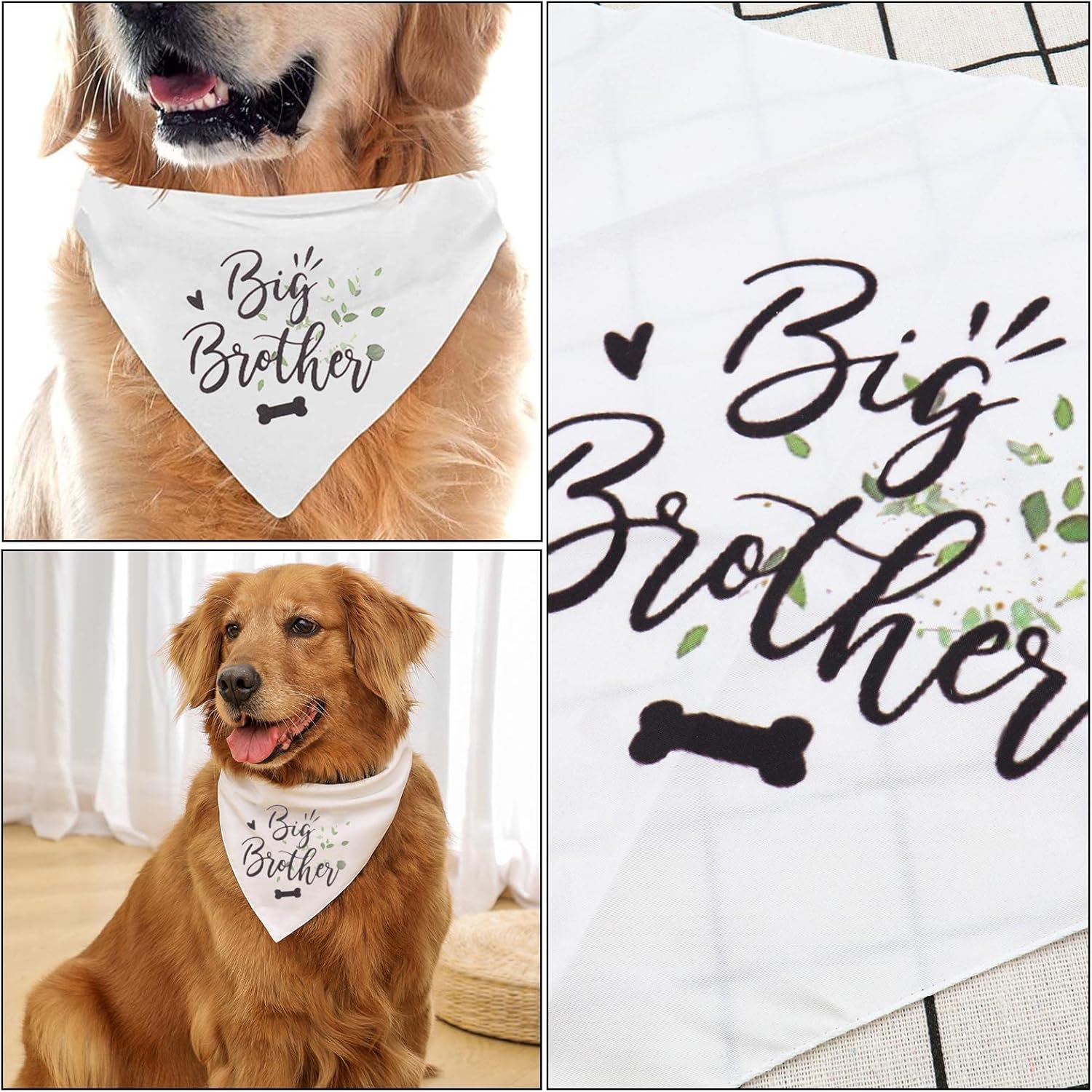 Dog Bandana Big Brother Pet Triangle Scarf Dog Bibs Kerchief for Medium Large Dogs Everyday Wear Photo Shot Parties Wedding Photo Prop Pet Accessories image number 1