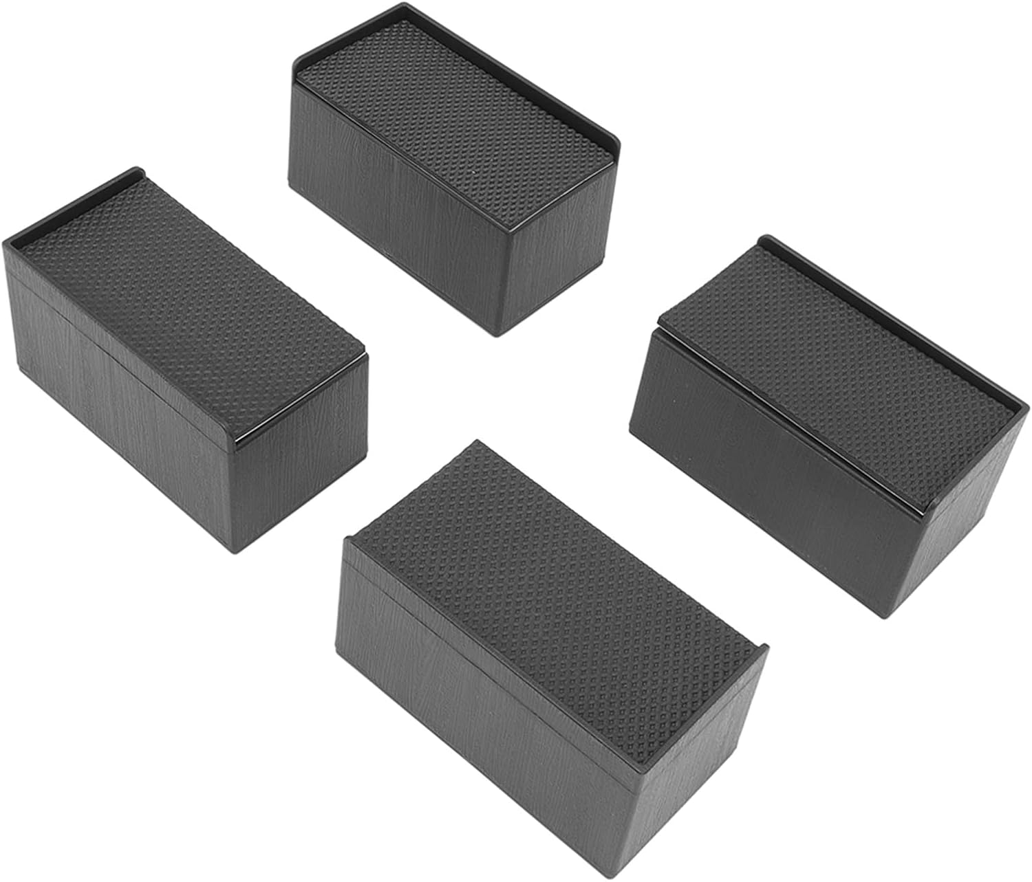 Omabeta 4PCS L Shape Rectangular Furniture Risers with Smooth Corners Design, Stackable Rubber Bed Lifts Blocks for Elevating Table Chair Sofa Bed Cabinet,Black image number 2
