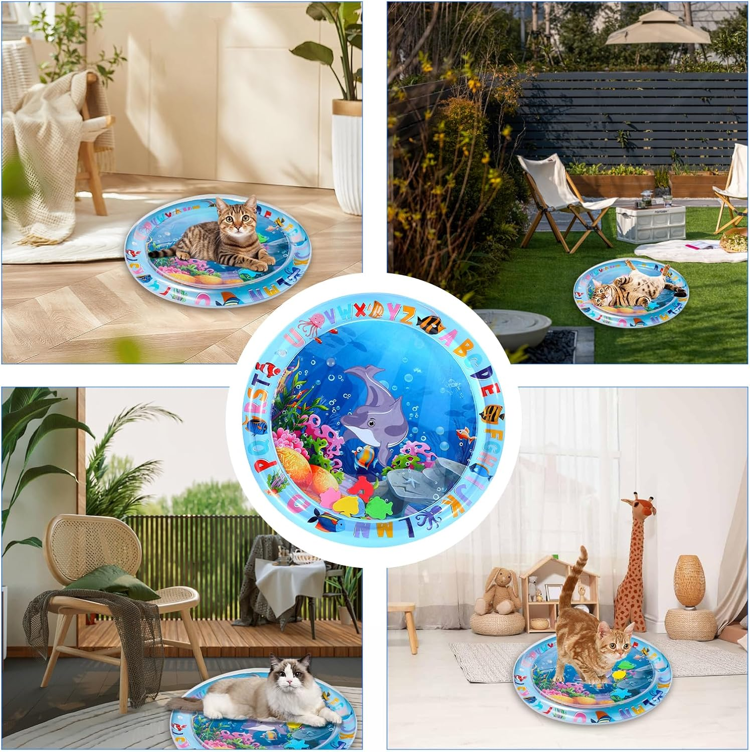 Water Sensory Playmat Cats, Inflatable Cooling Mat for Cats, Sensory Water Playmat Cats Dogs, Thickened Water Play Mat Cat, Summer Play Water Sensor Mat for Small Dogs and Cats (Style 2)