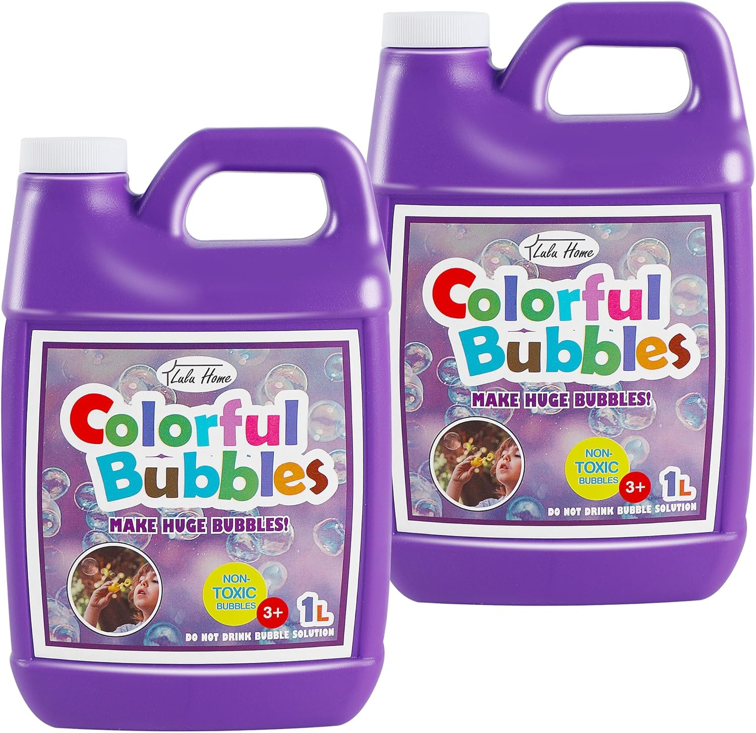 Lulu Home 2 Packs Bubble Concentrated Solution, 2 L/ 67.6 OZ Bubble Refill Solution for Kids Bubble Machine, Giant Bubble Wand, Bubble Blower, Halloween/Birthday Party Favors - up to 5 Gallons